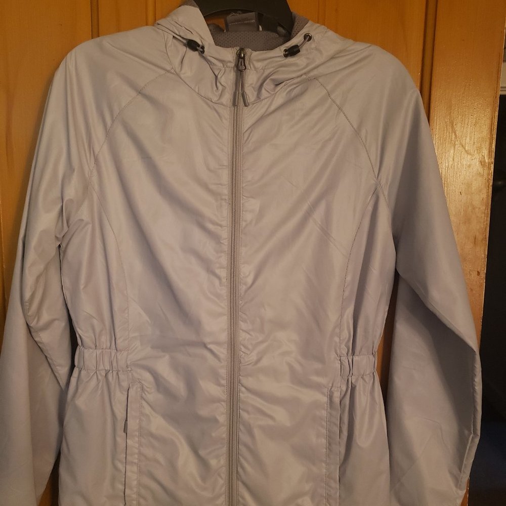 New Balance Run Hiking Hooded Athletic Windbreaker Lined Jacket Gray Small